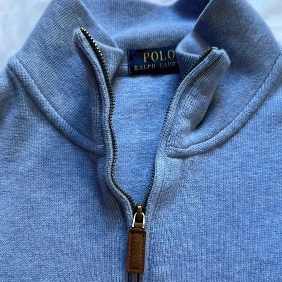 Polo Ralph Lauren 1/4 Zip Sweater Men's XXL Light Blue Solid Long Sleeve Quarter - Picture 4 of 6